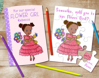 Will You Be My Flower Girl Puzzle, African American Flower Girl Puzzle Invitation, Asking Flower Girl, African American Puzzle, Jigsaw