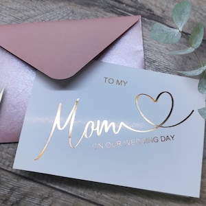 Carte de mariage feuille d'or à ma mère, mère de carte feuille d'or, carte de remerciement de mariage, carte de maman pliée feuille d'or, cadeau de la mère de la mariée