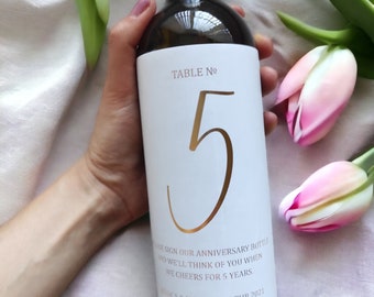 Gold Foil Wine Label Table Number: Wedding Table Decor (10x15 cm)