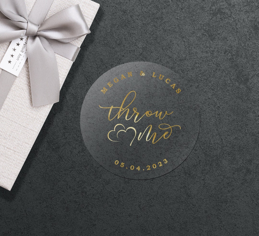 Gold Foil Wedding Stickers: Personalized Confetti Throw Me Labels - Etsy