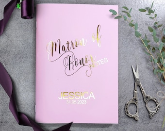 Libreta personalizada de dama de honor con lámina dorada: Planificador de bodas A5
