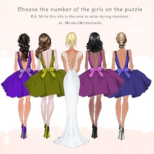 Personalized Bridesmaid and Maid of Honor Proposal Puzzle with Dress Illustrations, Thank You Bridesmaid, Matron of Honor Proposal Gift image 6