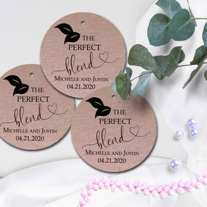 Thee bruiloft gunst tags-de perfecte mix-liefde is brouwen bruiloft gunst tags-bruiloft gunst tags voor gasten-lavendel bedankje cadeaukaartjes