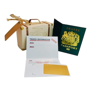 DIY Überraschung Mini Koffer Kratzer & Mini GOLD USA Passport Reveal Geschenkbund, Passport Überraschung Geburtstag Reise, Weihnachten Rubbelkarte