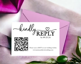 QR Code Wedding Website Card, Minimalist QR Code Response Card, Modern RSVP Online Cards, Wedding Website Insert Card, Gold Rsvp Cards