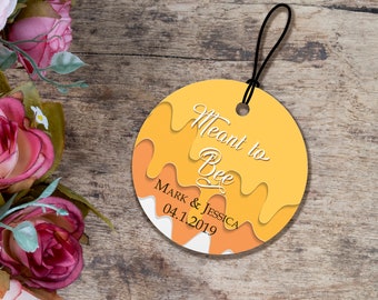 Honey Wedding Favor Tags- Meant to Bee - Custom Tags Perfect for Honey - Lotions - Bees -Sweets - SHIMMER Thank You Wedding Tags