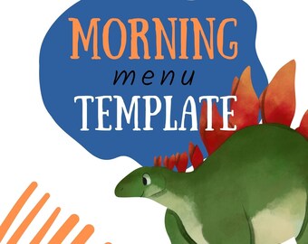 Dino-inspired Morning Menu (Canva template, editable/customizable, morning basket help)