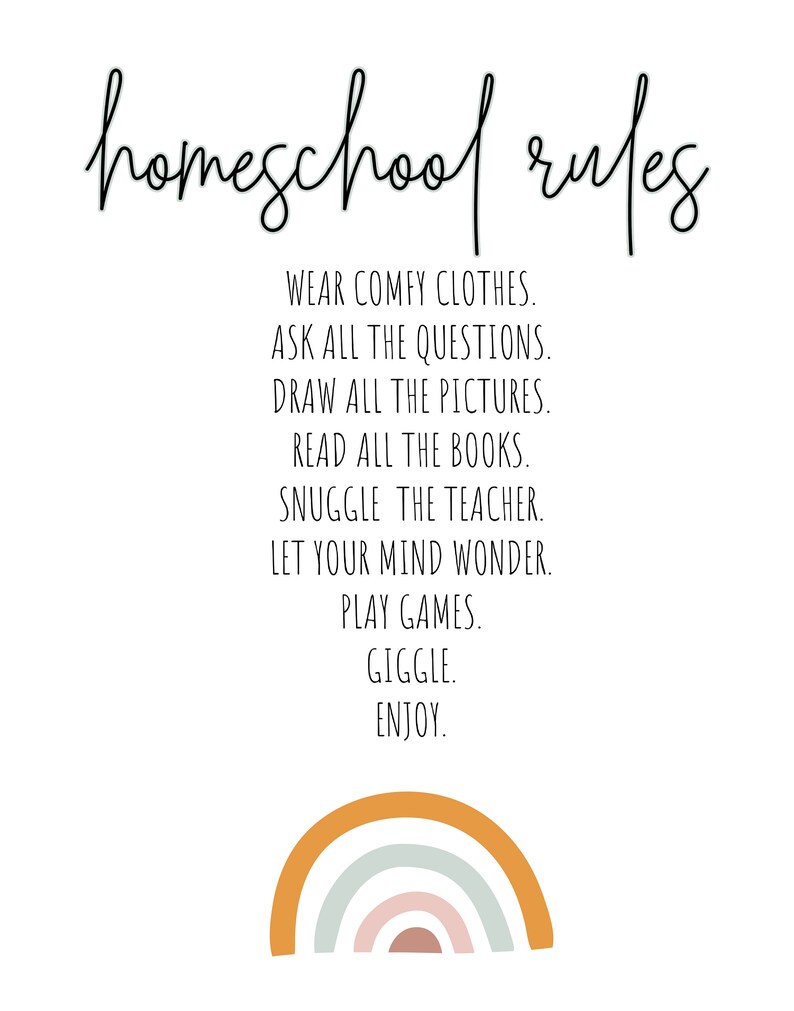 Homeschool Rules Print digital Download Etsy