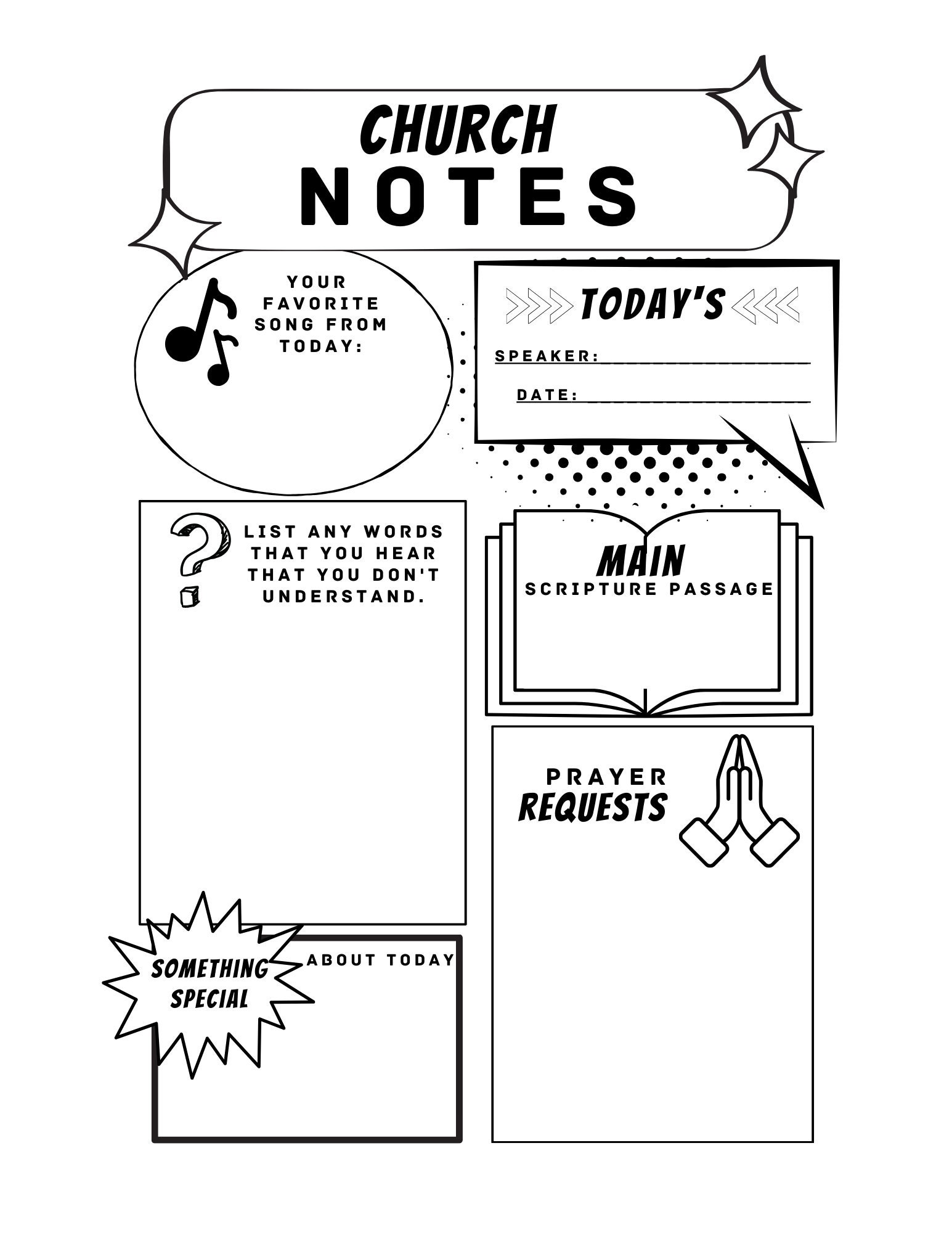 Church Notes, Comic Book Inspired (digital Download, Reuseable ...