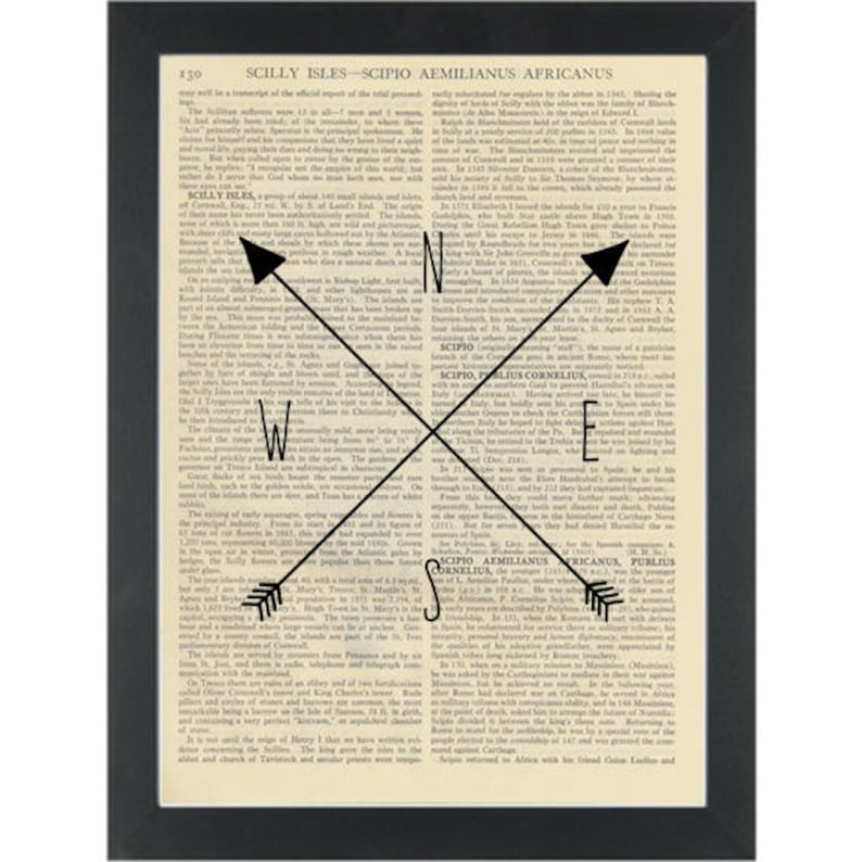 Compass with arrows NSEW Dictionary Art Print Etsy
