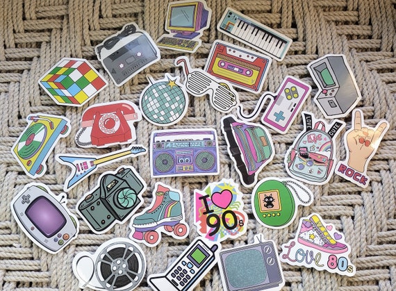 80s and 90s Stickers 25 Fun Flashback Stickers, 90's Aesthetic