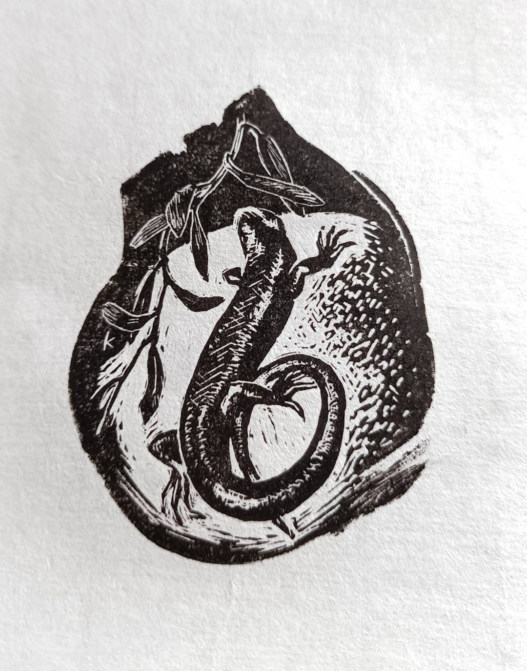A Lizard, Wood Engraving Hand Printed on Thin Rice Paper - Etsy