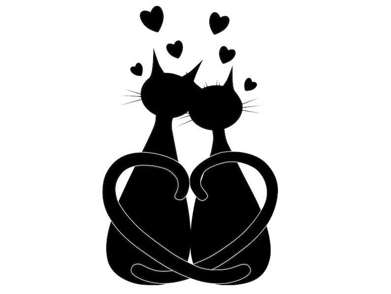 Cat clipart, love clipart, black cat clipart, vector cat, Digital, Painted, cat, black cat, black cats, clip art image 1