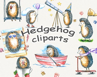 Hedgehog clipart, kids clipart, Hedgehogs, children's clipart, watercolor, digital watrcolor, hand painted