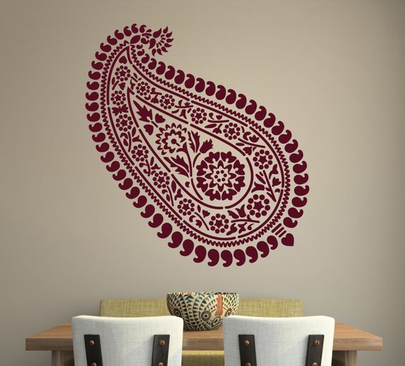 paisley wall sticker pattern bedroom indian vinyl decal | etsy