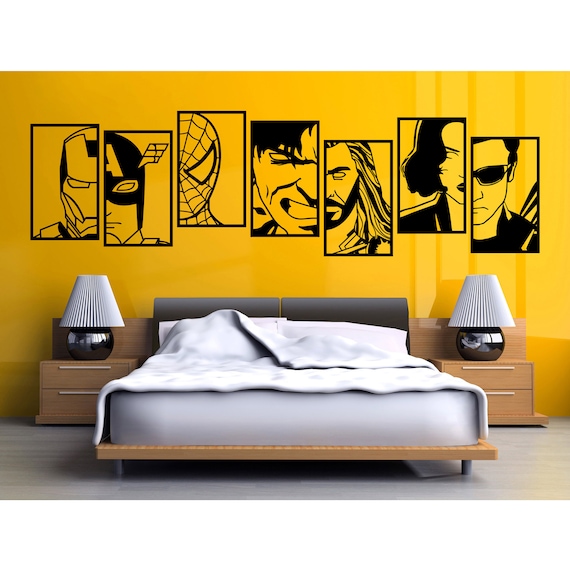 Avengers Wall Sticker Superhero Wall Decal Iron Man Decal Thor Etsy