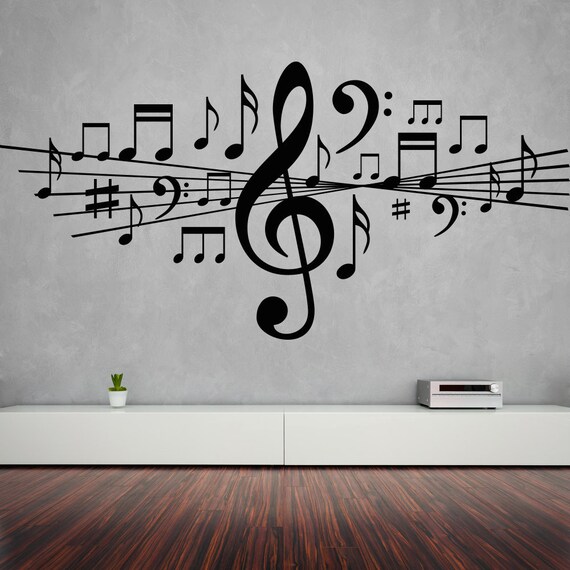 Music Wall Sticker Musical Notes Decal Vinyl Studio Bedroom Etsy