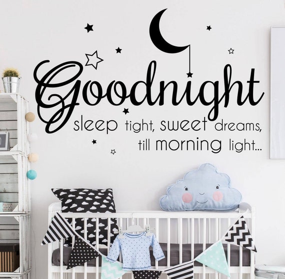 Goodnight Wall Sticker Nursery Children's Room Sweet Etsy