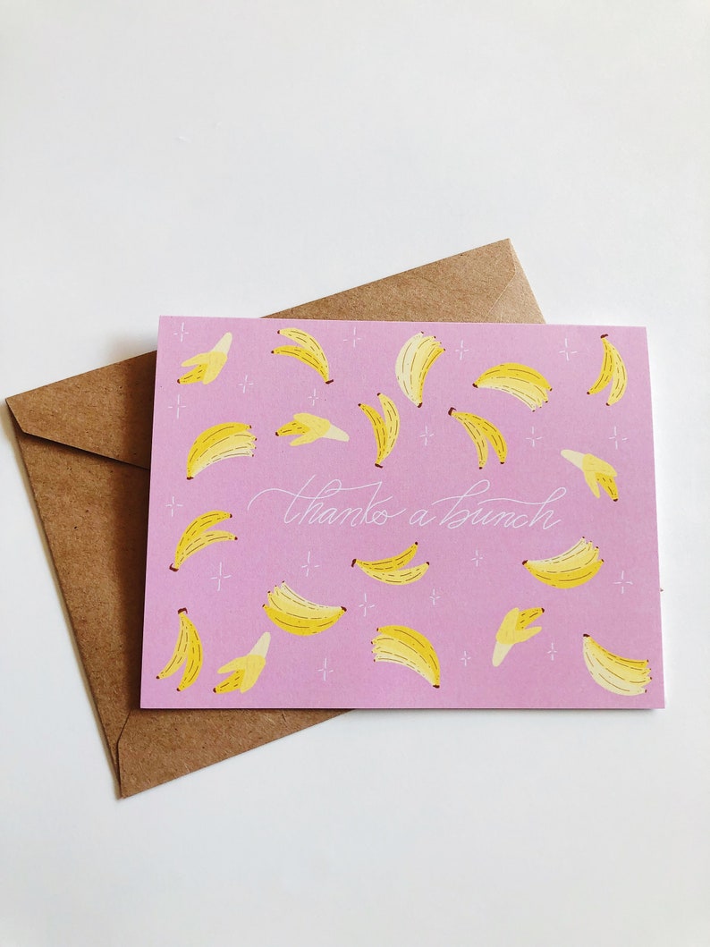 Thanks a Bunch Banana Thank You Card Fruit Pun Greeting Card - Etsy