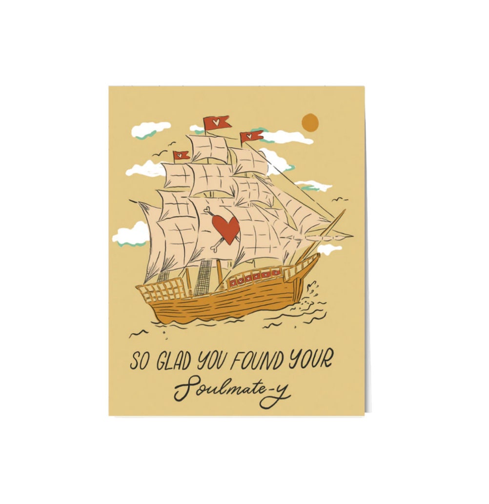 So glad you found your soul-matey | Love Greeting Card | Wedding Greeting card