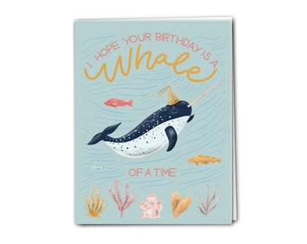 Have a Whale of a Birthday | Funny Birthday Card | Punny Birthday Card | Birthday Card