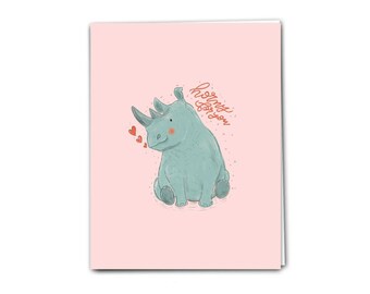 You Make Me Horny | Rhino Cute Animal Valentine's Day Card | Valentine's Day Card | Funny Valentine's Day | Cheeky Valentine's Day Card |