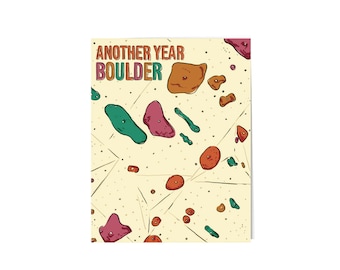 Another Year Boulder, Funny bouldering birthday card, rock climbing card, sports adventure for him or her, boyfriend son brother
