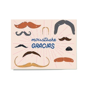 Moustache Gracias | Greeting Card | Funny Thank You | Hilarious Thank You | Punny Thank You | Moustache Card | Moustache