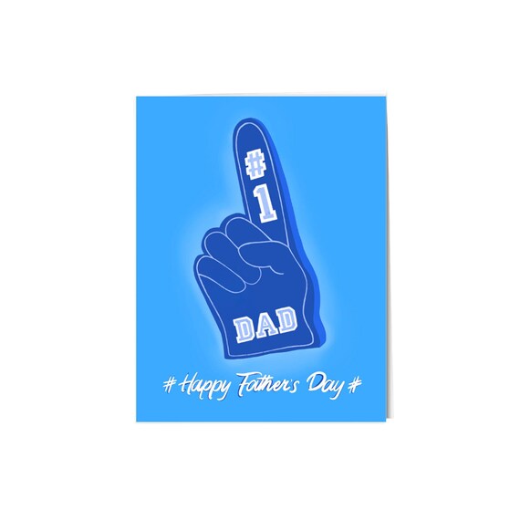 Number 1 Dad Foam Finger Father’s Day Card Happy | Etsy
