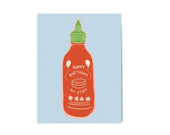 Happy birthday hot stuff | Sirachi birthday card | hot sauce birthday card