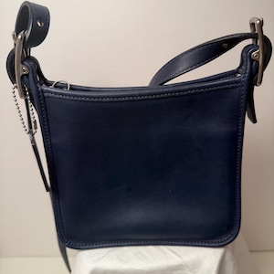 Vintage Coach Bag Navy Leather - Etsy