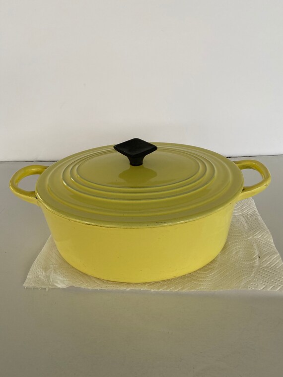 Kitchen & Dining Vintage Le Creuset Cast Iron Yellow Saucepan 14 with