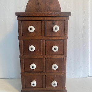 Sale!!! Vintage 1920s  8 drawer primitive cottage farmhouse decor wood spice cabinet
