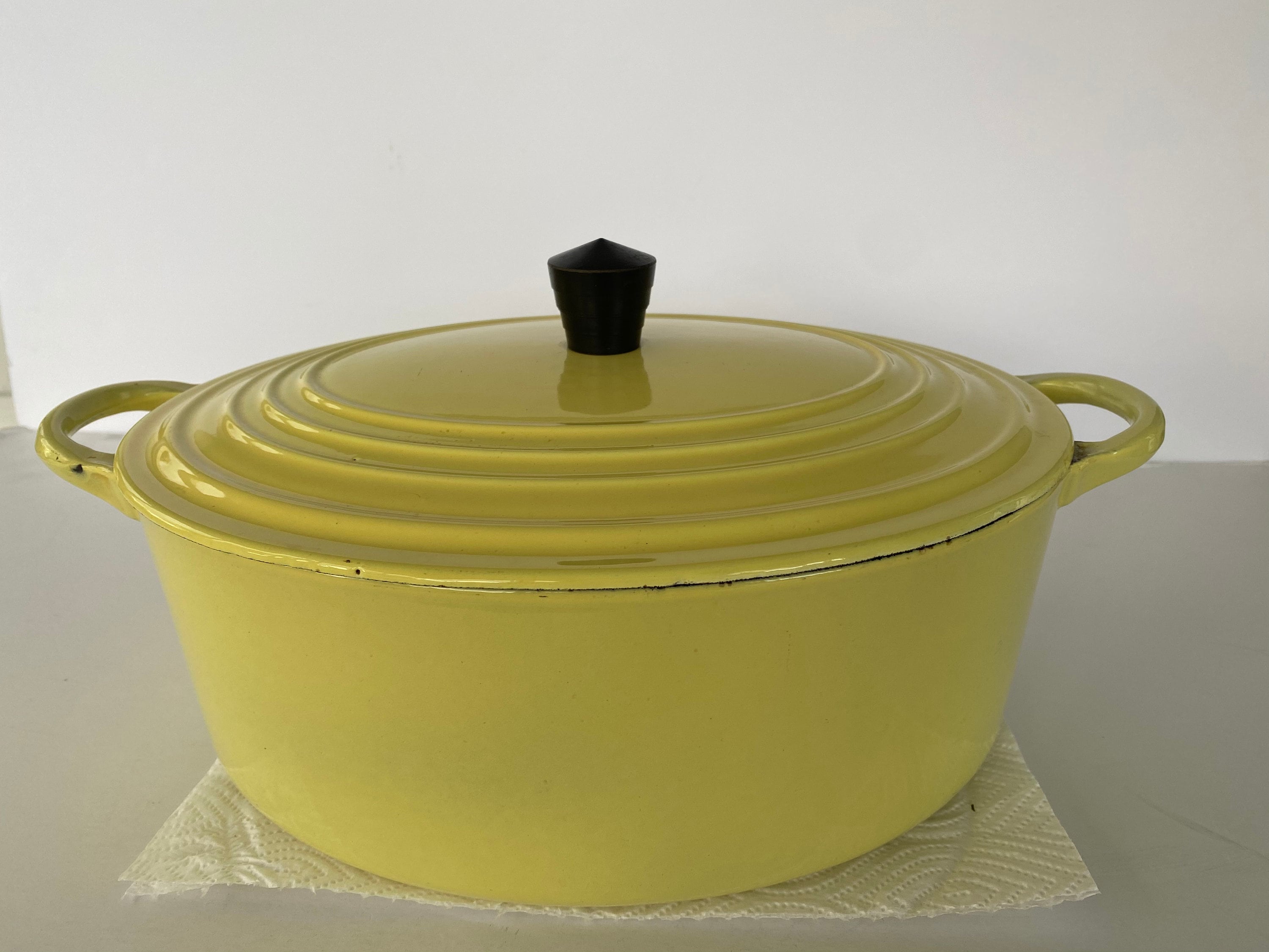 Vintage Yellow Enamel Cast Iron Pan – Loved Homestead