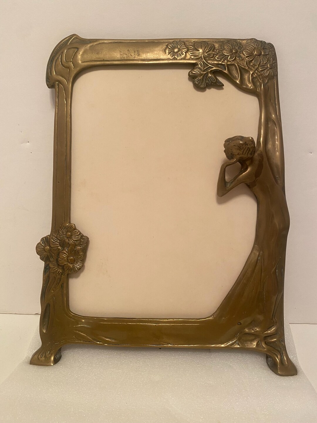 Sale !!! Antique Art Nouveau Brass Picture Frame With Figure of Woman ...