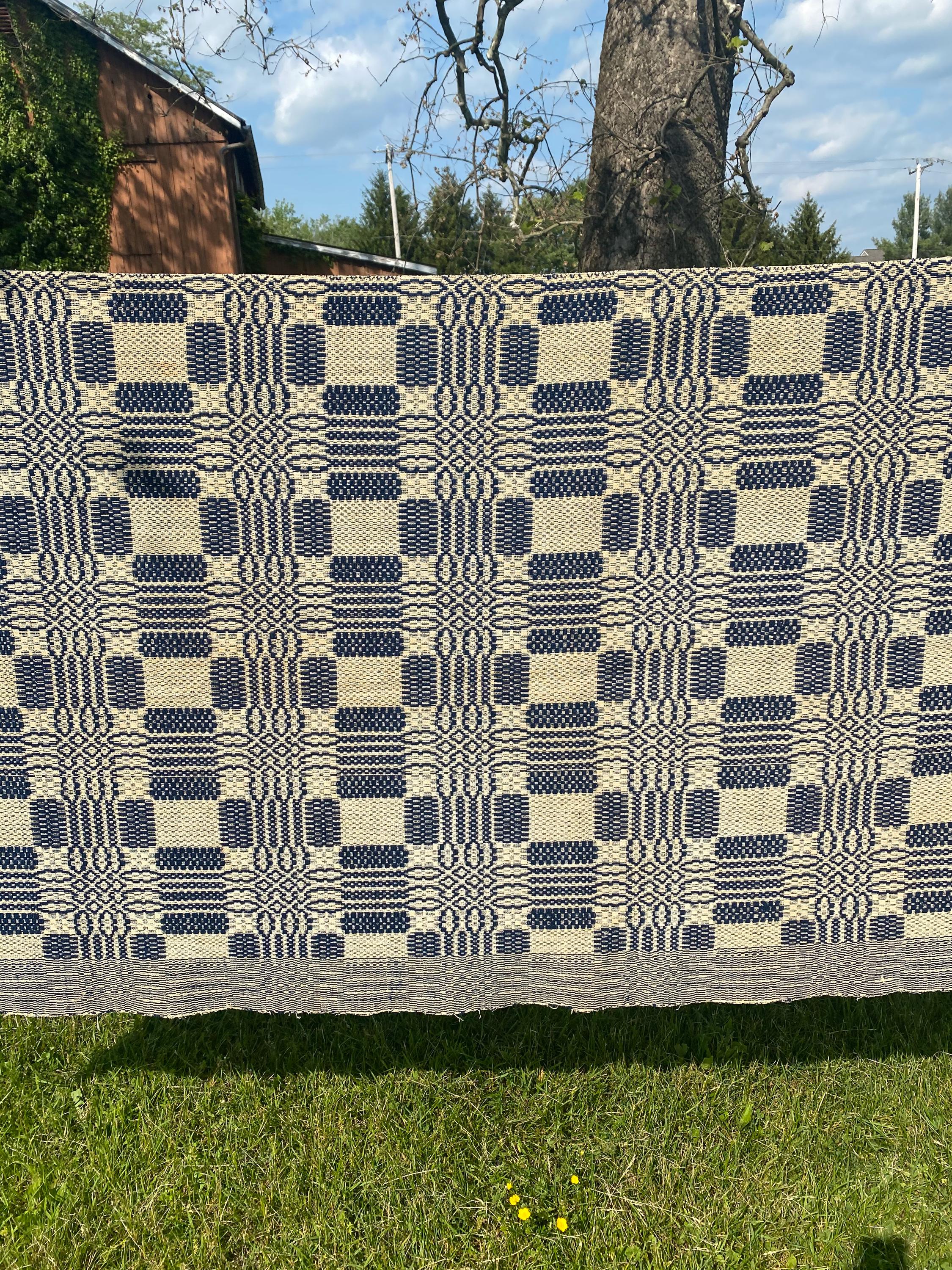 Antique Blue & White Woven Blanket - Etsy