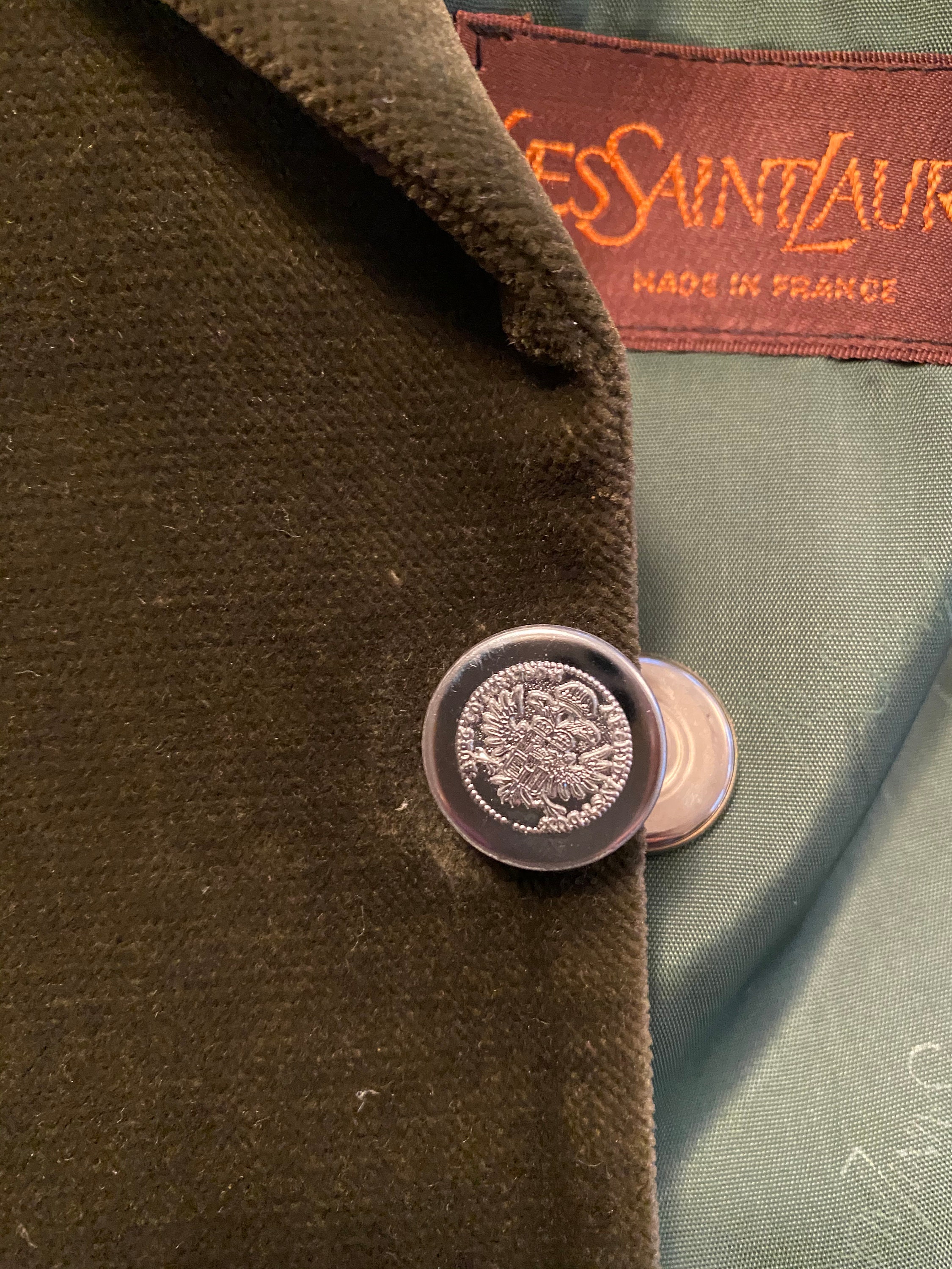 Yves Saint Laurent ジャケット Sale !!!vintage Yves Saint Laurent Men's Green Velveteen