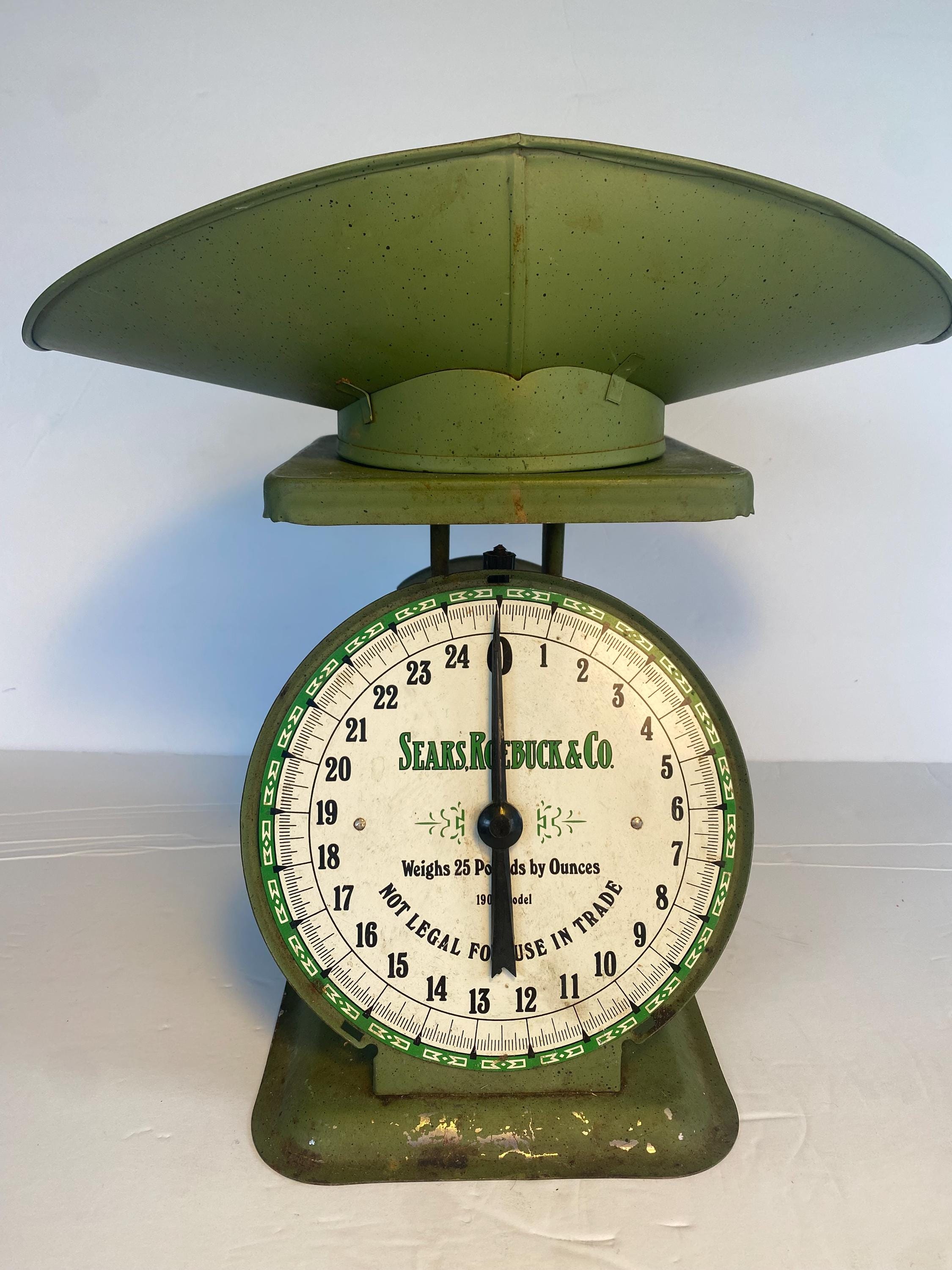 レア★ アンティークスケール Sears 1906年モデル 25ポンド計量 Sale!!!vintage Sears and Roebuck Company 25 Pound Green Scale 1906