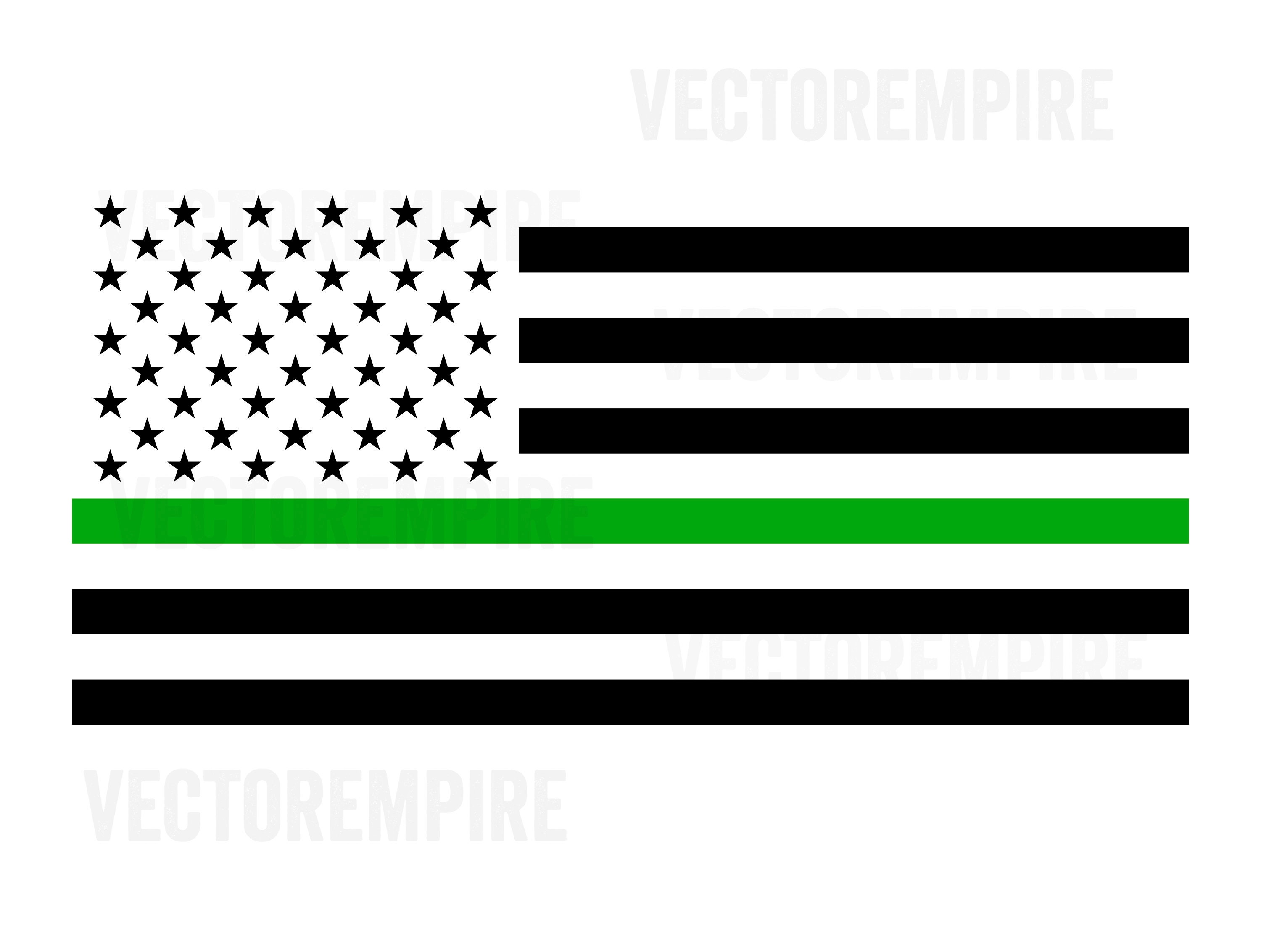 Thin Green Line Flag SVG American Flag SVG Military Clip Art, Border