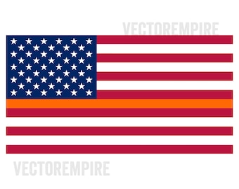 Thin Orange Line Flag SVG - American Flag SVG - Search and Rescue Clip Art, Orange Lives Matter DXF, Rescue Personnel Cricut Files