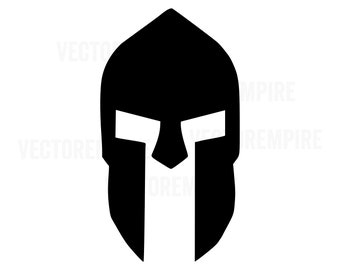 Spartan Helmet #2 SVG, Spartan Battle Helmet Vector, Warrior Medieval, Spartan Mascot Logo Clipart, Silhouette Cut Files, Dxf, Eps, Png, Jpg