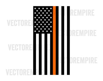 Thin Orange Line Flag SVG - American Flag SVG - Search and Rescue Clip Art, Orange Lives Matter DXF, Rescue Personnel Cricut Files