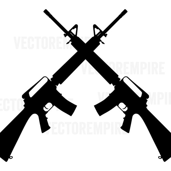 AR-15 Crossed SVG, M-16 SVG, M-4 Svg, Gun Vector, Gun Cricut File, Rifle Clip Art, Gun Silhouette, Ar-15 Vector, Weapon Svg, Crossed Guns