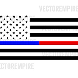 May include: An American flag with a thin blue line above a red stripe, representing support for law enforcement.