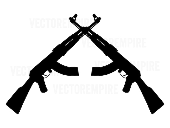 AK-47 SVG Gun Vector AK47 Crossed Rifle SVG Gun Cricut Files Rifle Clip Art  Gun Silhouette AK47 Vector Svg, Png, Jpg, Eps, Dxf 