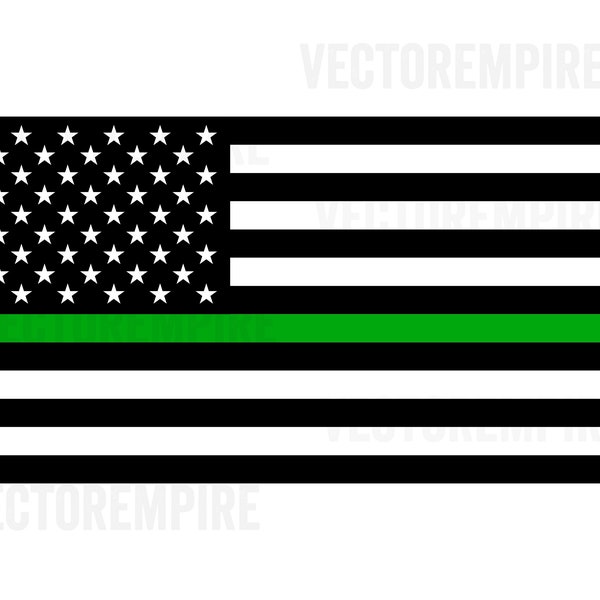 Thin Green Line Flag SVG - American Flag SVG - Military Clip Art, Border Patrol Svg, Federal Agents Cricut Files, Patriotic DXF, Soldier Svg