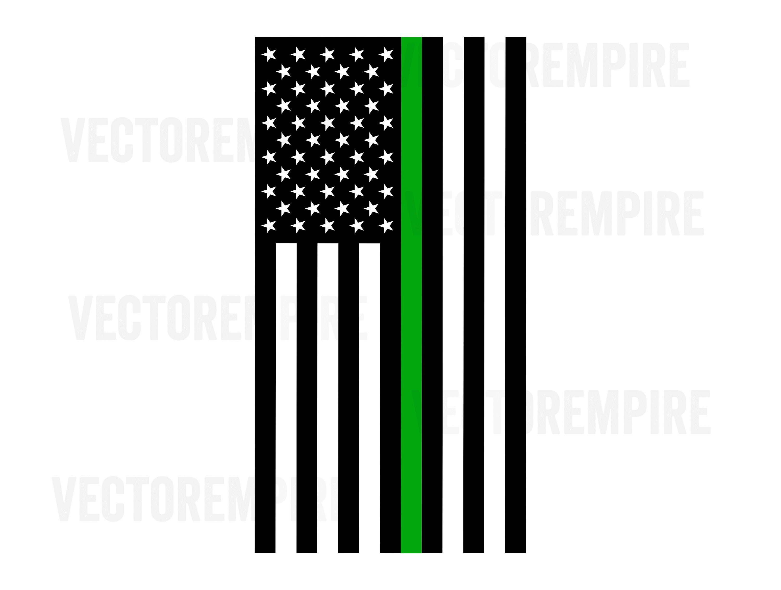Thin Green Line Flag SVG American Flag SVG Military Clip Art, Border