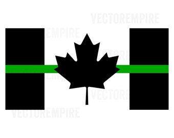 Thin Green Line Flag SVG - Canadian Flag SVG - Military Clip Art, Border Patrol Svg, Federal Agents Cricut Files, Patriotic DXF, Soldier Svg