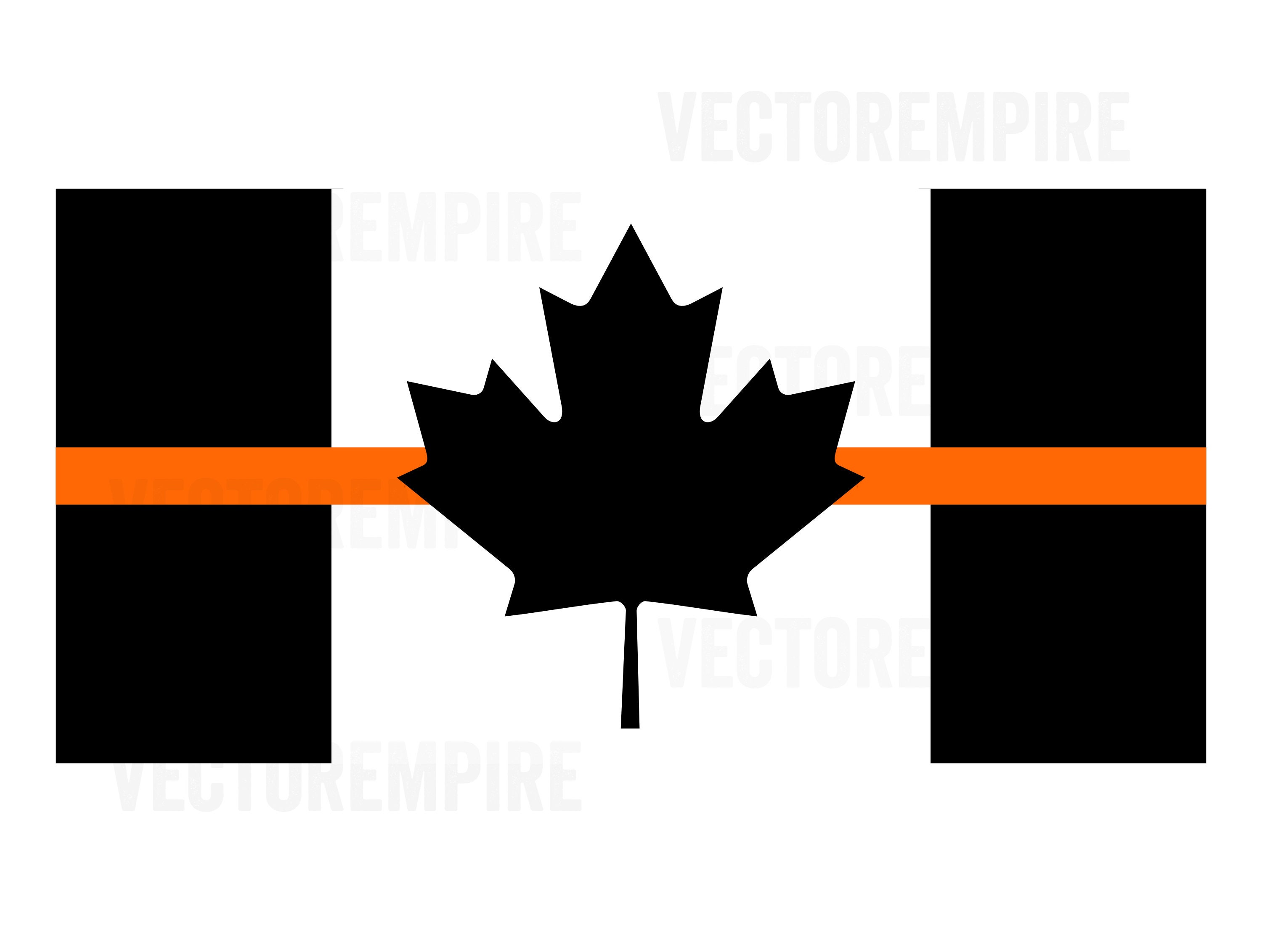 Thin Orange Line Flag SVG - Canadian Flag SVG - Search and Rescue Clip Art, Orange Lives Matter DXF, Rescue Personnel Cricut Files