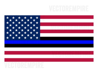 Thin Blue Line Flag SVG - American Flag SVG - Police Clip Art, Policemen Cricut Files, Cops DXF, Blue Lives Matter Svg, Police Officer Svg